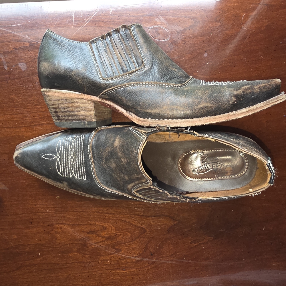 Freebird Distressed Black Leather Ankle Booties